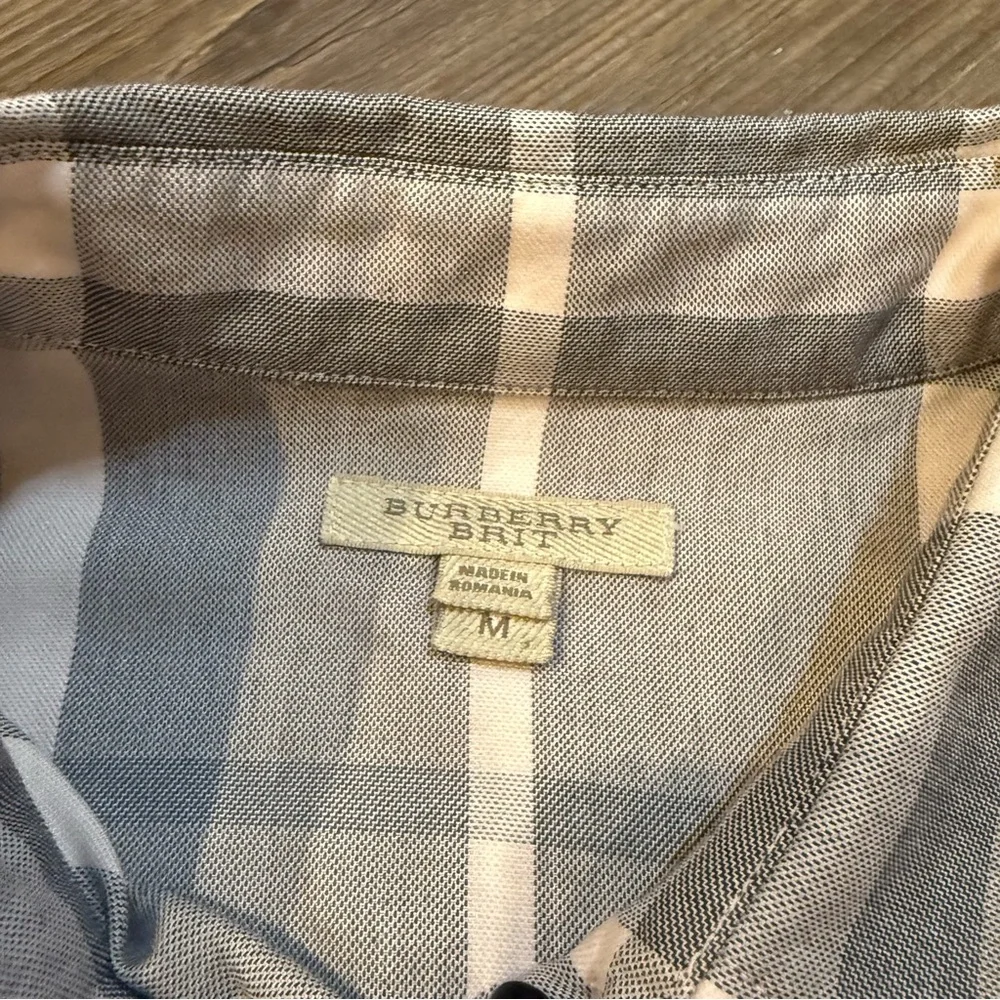 BURBERRY BRIT Women’s 3/4 Sleeve Plaid Button Down 100% Cotton Shirt Size Medium - Picture 9 of 12